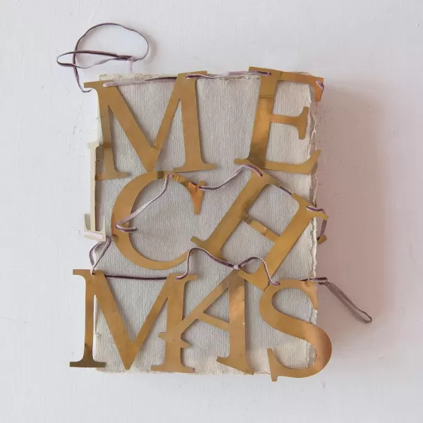 imageCreative CoOp 55quot L Merry Christmas Brass Finish Metal Garlands MultiGarlands