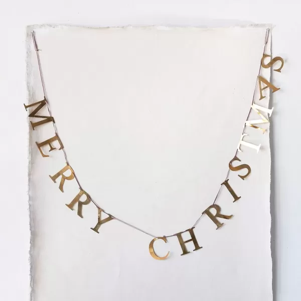 imageCreative CoOp 55quot L Merry Christmas Brass Finish Metal Garlands MultiGarlands
