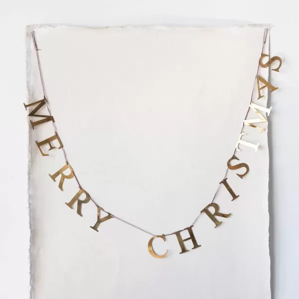 imageCreative CoOp 55quot L Merry Christmas Brass Finish Metal Garlands MultiGarlands