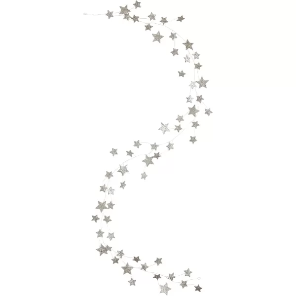 imageCreative CoOp 72 Inch Cardboard Glitter Star Garland Silver FinishGarland