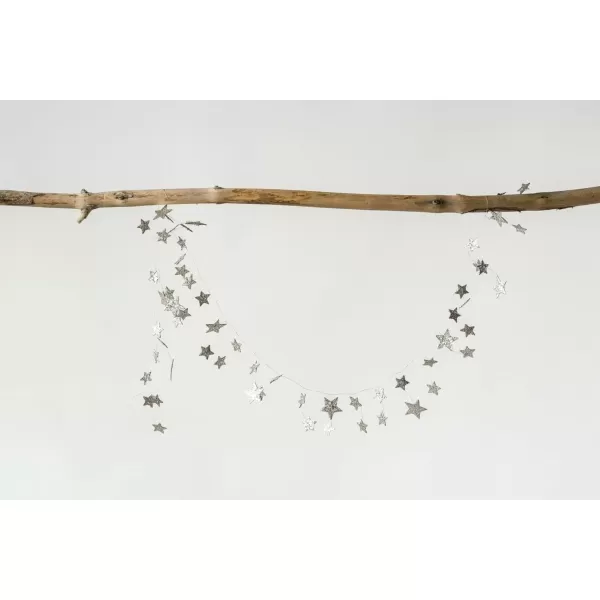 imageCreative CoOp 72 Inch Cardboard Glitter Star Garland Silver FinishGarland