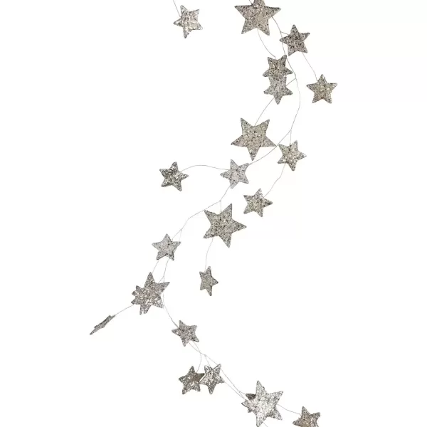 imageCreative CoOp 72 Inch Cardboard Glitter Star Garland Silver FinishGarland