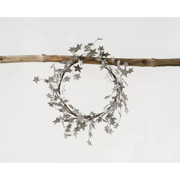 imageCreative CoOp 72 Inch Cardboard Glitter Star Garland Silver FinishWreath