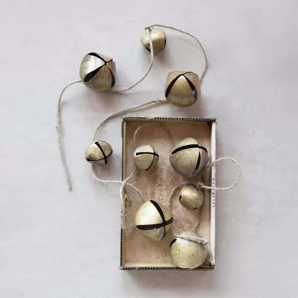 imageCreative CoOp 76quot L Metal Jingle Bell Garland Gold Finish