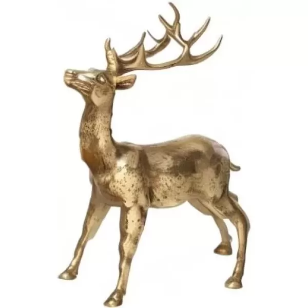 imageCreative CoOp Decorative Standing Deer Figurine Gold 11quotL x 4quotW x 14quotH
