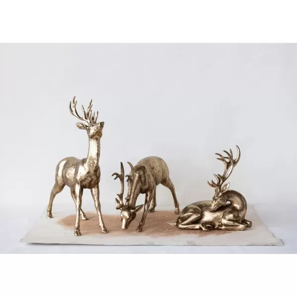 imageCreative CoOp Decorative Standing Deer Figurine Gold 11quotL x 4quotW x 14quotH