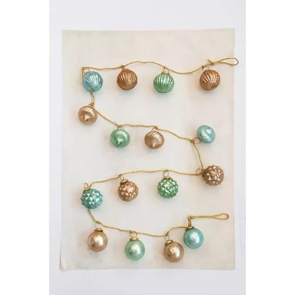 imageCreative CoOp Embossed Antique Silver Mercury Glass Ornamental Garland XC5496Blue  Mint  and Gold