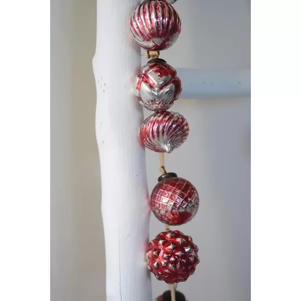 imageCreative CoOp Embossed Antique Silver Mercury Glass Ornamental Garland XC5496Distressed Red and Silver