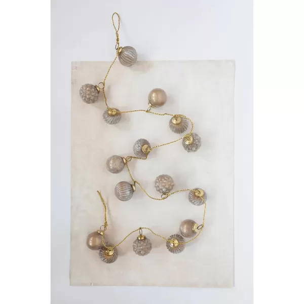 imageCreative CoOp Embossed Antique Silver Mercury Glass Ornamental Garland XC5496Marbled Taupe
