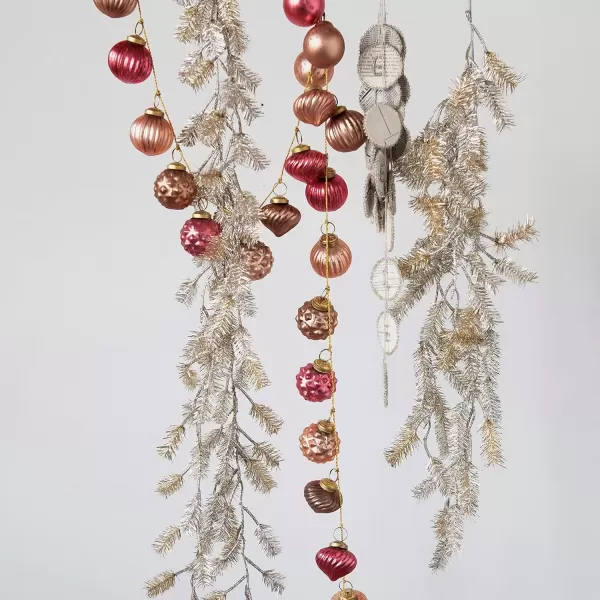 imageCreative CoOp Embossed Antique Silver Mercury Glass Ornamental Garland XC5496Pink and Gold