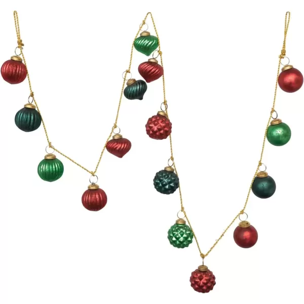 imageCreative CoOp Embossed Antique Silver Mercury Glass Ornamental Garland XC5496Red  Green  and Blue