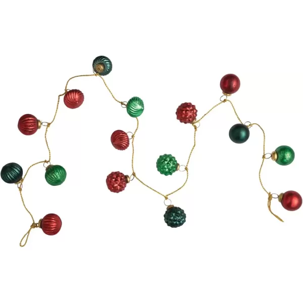 imageCreative CoOp Embossed Antique Silver Mercury Glass Ornamental Garland XC5496Red  Green  and Blue