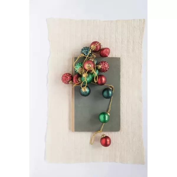 imageCreative CoOp Embossed Antique Silver Mercury Glass Ornamental Garland XC5496Red  Green  and Blue