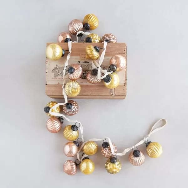 imageCreative CoOp Embossed Antique Silver Mercury Glass Ornamental Garland XC5496Yellow and Pink