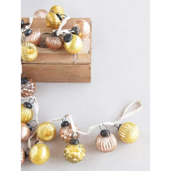imageCreative CoOp Embossed Antique Silver Mercury Glass Ornamental Garland XC5496Yellow and Pink