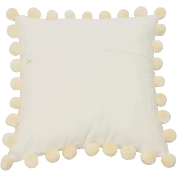 imageCreative CoOp 20quot Square Quilted Cotton Pillow Pom Trim Decorative Pillow 20quot x 20quot CreamCover Only