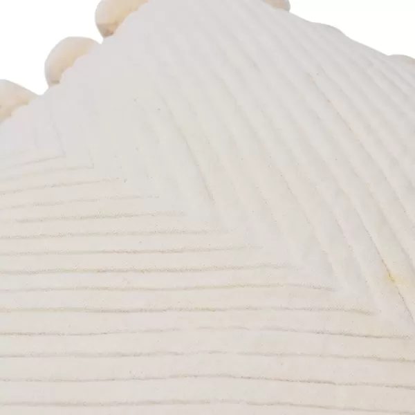 imageCreative CoOp 20quot Square Quilted Cotton Pillow Pom Trim Decorative Pillow 20quot x 20quot CreamCover and Insert