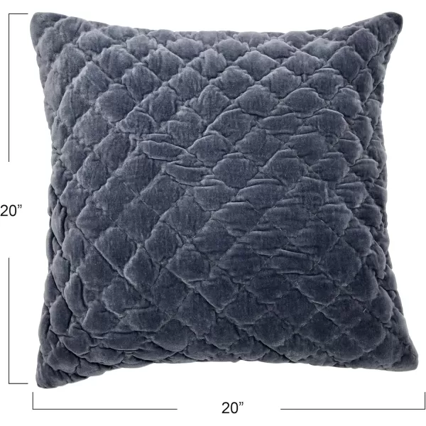 imageCreative CoOp 20quot Square Quilted Velvet Pillow Decorative Pillow 20quot x 20quot BlueBlue