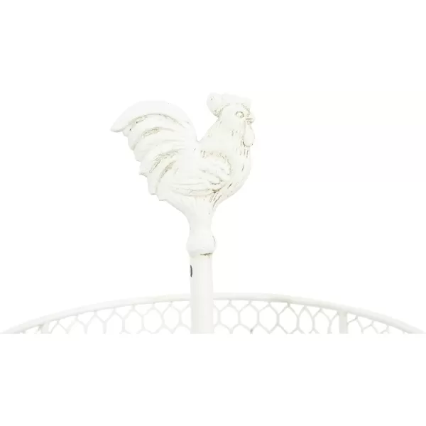 imageCreative CoOp 2Tier Wood ampamp Metal Round Trays with Rooster TopOffwhite
