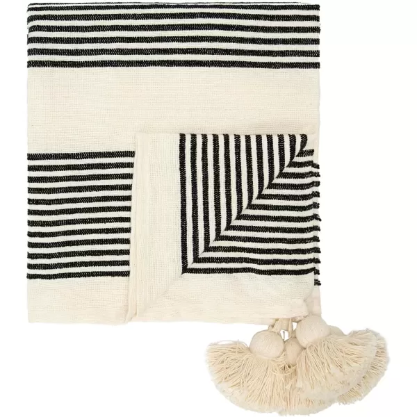 imageCreative CoOp Cream Cotton ampamp Chenille Mustard Stripes ampamp Tassels Pillows YellowBlack