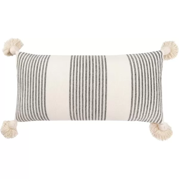 imageCreative CoOp Cream Cotton ampamp Chenille Mustard Stripes ampamp Tassels Pillows YellowGray