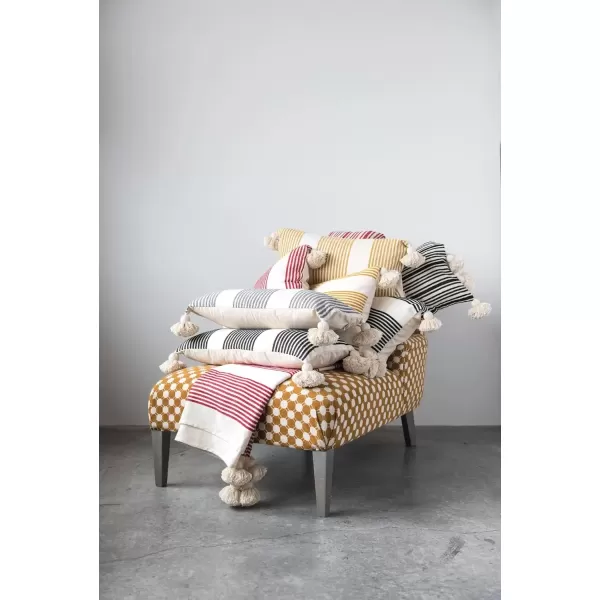 imageCreative CoOp Cream Cotton ampamp Chenille Mustard Stripes ampamp Tassels Pillows YellowGray