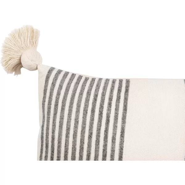 imageCreative CoOp Cream Cotton ampamp Chenille Mustard Stripes ampamp Tassels Pillows YellowGray