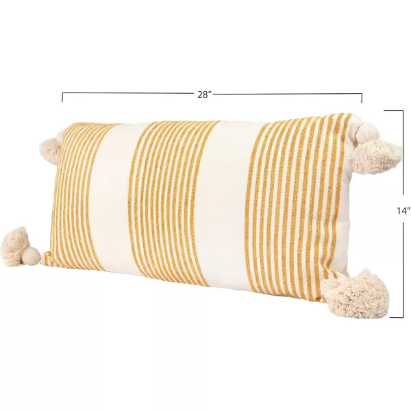 imageCreative CoOp Cream Cotton ampamp Chenille Mustard Stripes ampamp Tassels Pillows YellowYellow