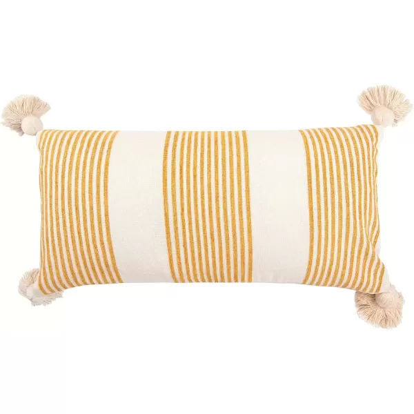 imageCreative CoOp Cream Cotton ampamp Chenille Mustard Stripes ampamp Tassels Pillows YellowYellow