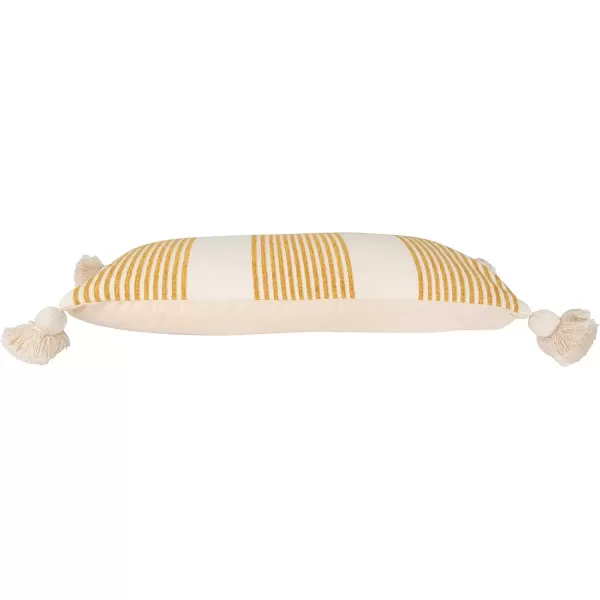imageCreative CoOp Cream Cotton ampamp Chenille Mustard Stripes ampamp Tassels Pillows YellowYellow