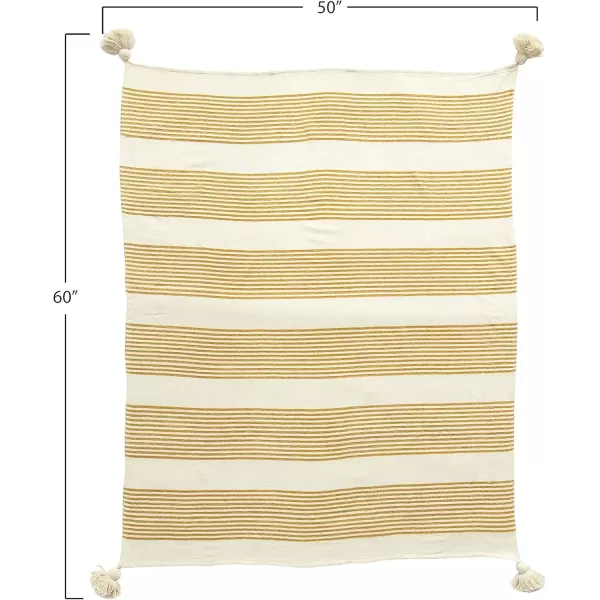 imageCreative CoOp Cream Cotton ampamp Chenille Mustard Stripes ampamp Tassels Pillows YellowYellow