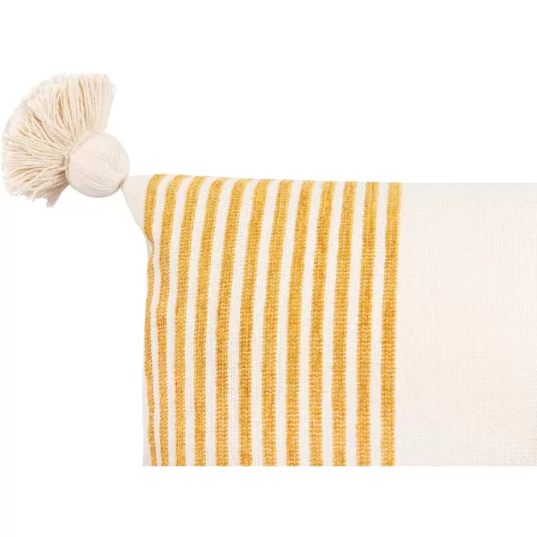 imageCreative CoOp Cream Cotton ampamp Chenille Mustard Stripes ampamp Tassels Pillows YellowYellow