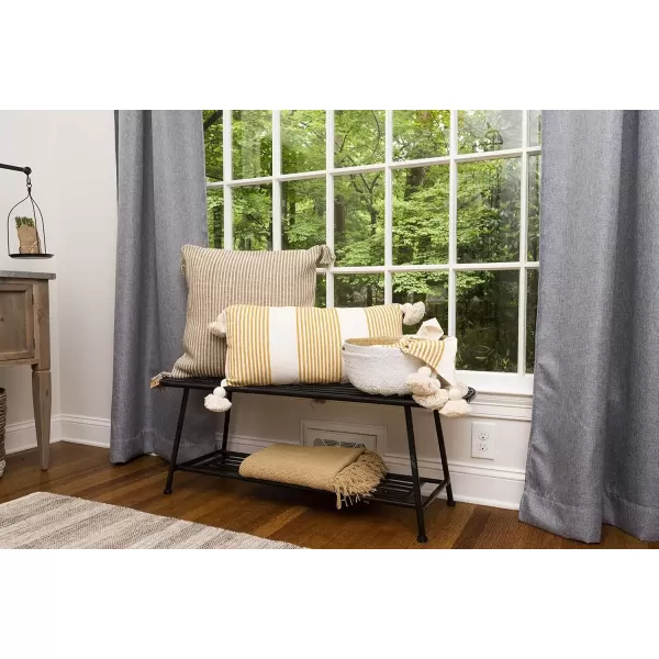 imageCreative CoOp Cream Cotton ampamp Chenille Mustard Stripes ampamp Tassels Pillows YellowYellow