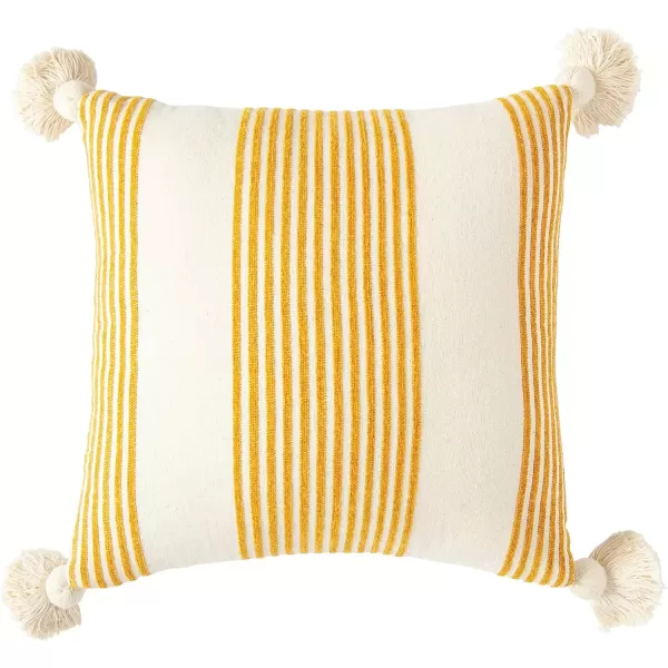 imageCreative CoOp Cream Cotton ampamp Chenille Mustard Stripes ampamp Tassels Pillows YellowYellow