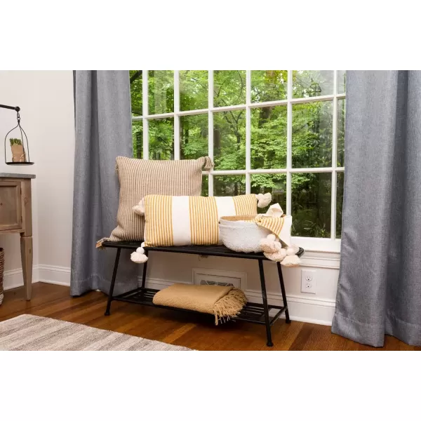imageCreative CoOp Cream Cotton ampamp Chenille Mustard Stripes ampamp Tassels Pillows YellowYellow