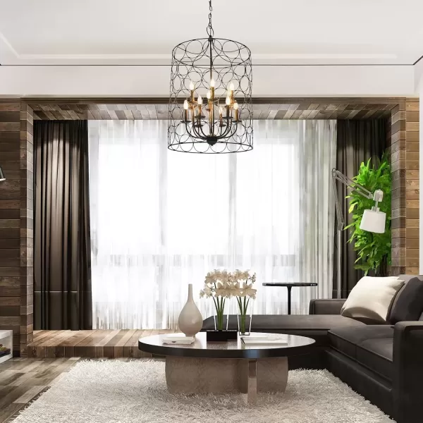 imageCreative CoOp EC0138 Metal Chandelier with Circle Designs ampamp 12 Lights 23quot Round by 38quot Height BronzeBronze