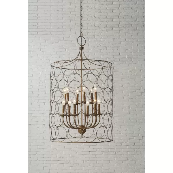 imageCreative CoOp EC0138 Metal Chandelier with Circle Designs ampamp 12 Lights 23quot Round by 38quot Height BronzeGold