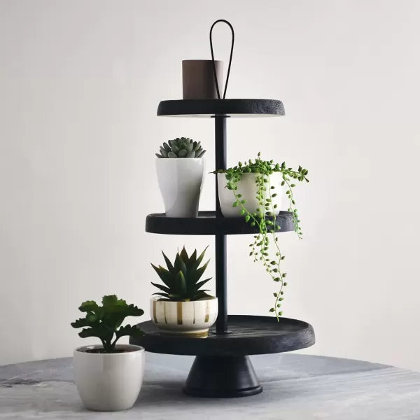 imageCreative CoOp Elegant Modern 3 Cake Stand or Desert Serve Ware Tower Natural ampamp Gold Tiered Tray Natural and GoldBlack