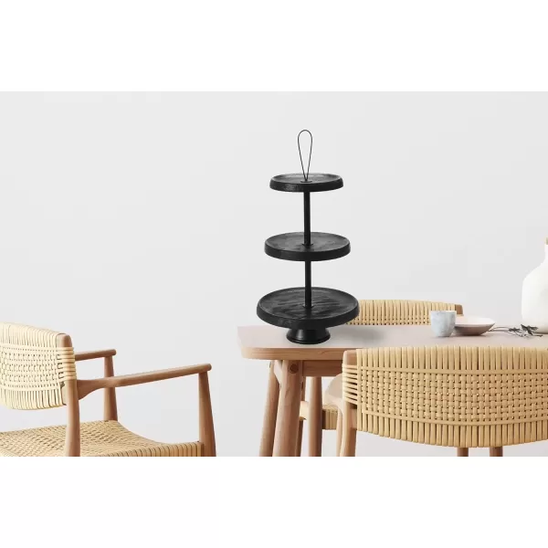 imageCreative CoOp Elegant Modern 3 Cake Stand or Desert Serve Ware Tower Natural ampamp Gold Tiered Tray Natural and GoldBlack