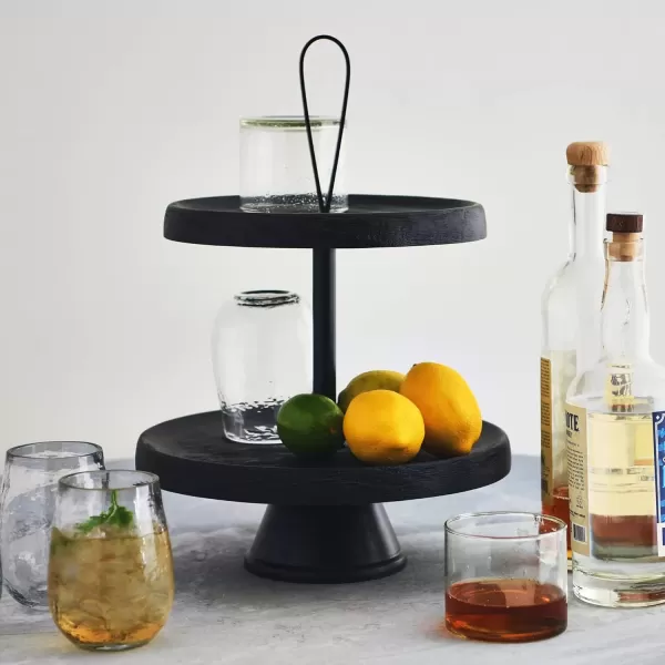 imageCreative CoOp Elegant Modern 3 Cake Stand or Desert Serve Ware Tower Natural ampamp Gold Tiered Tray Natural and GoldBlack