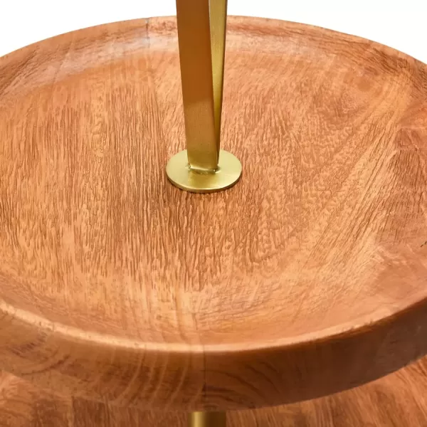 imageCreative CoOp Elegant Modern 3 Cake Stand or Desert Serve Ware Tower Natural ampamp Gold Tiered Tray Natural and GoldNatural