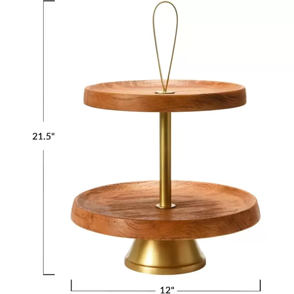 imageCreative CoOp Elegant Modern 3 Cake Stand or Desert Serve Ware Tower Natural ampamp Gold Tiered Tray Natural and GoldNatural