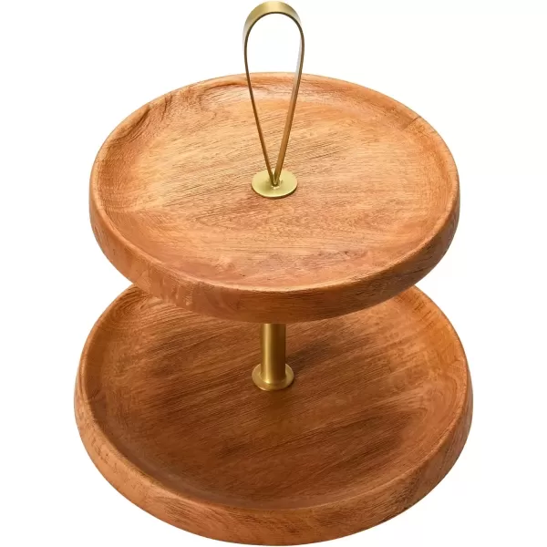 imageCreative CoOp Elegant Modern 3 Cake Stand or Desert Serve Ware Tower Natural ampamp Gold Tiered Tray Natural and GoldNatural