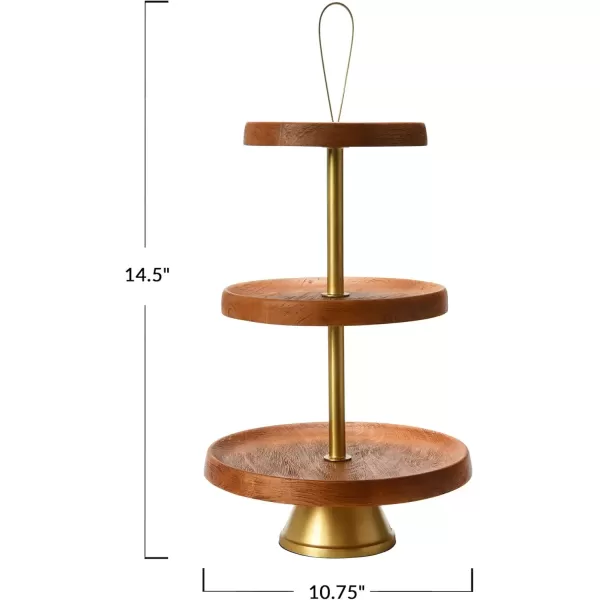 imageCreative CoOp Elegant Modern 3 Cake Stand or Desert Serve Ware Tower Natural ampamp Gold Tiered Tray Natural and GoldNatural