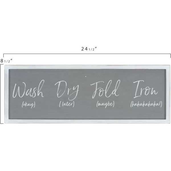 imageCreative CoOp Grey Wash Fold Maybe Iron Hahaha Wood Framed Decor Laundry Room Wall Sign Black