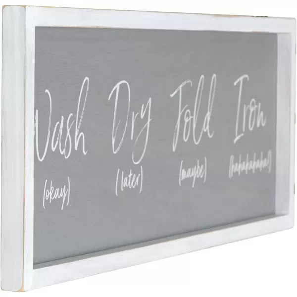 imageCreative CoOp Grey Wash Fold Maybe Iron Hahaha Wood Framed Decor Laundry Room Wall Sign Black
