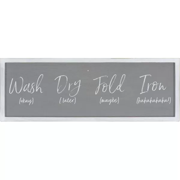 imageCreative CoOp Grey Wash Fold Maybe Iron Hahaha Wood Framed Decor Laundry Room Wall Sign Black