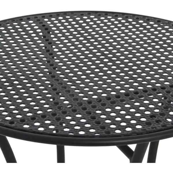 imageCreative CoOp Metal Cane Outdoor Bistro Patio Set with Table and 2 Folding Chairs White Set of 3 PiecesBlack