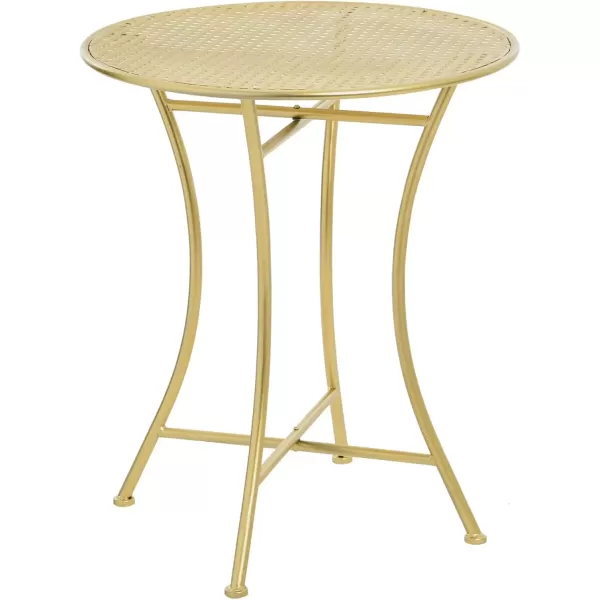 imageCreative CoOp Metal Cane Outdoor Bistro Patio Set with Table and 2 Folding Chairs White Set of 3 PiecesGold