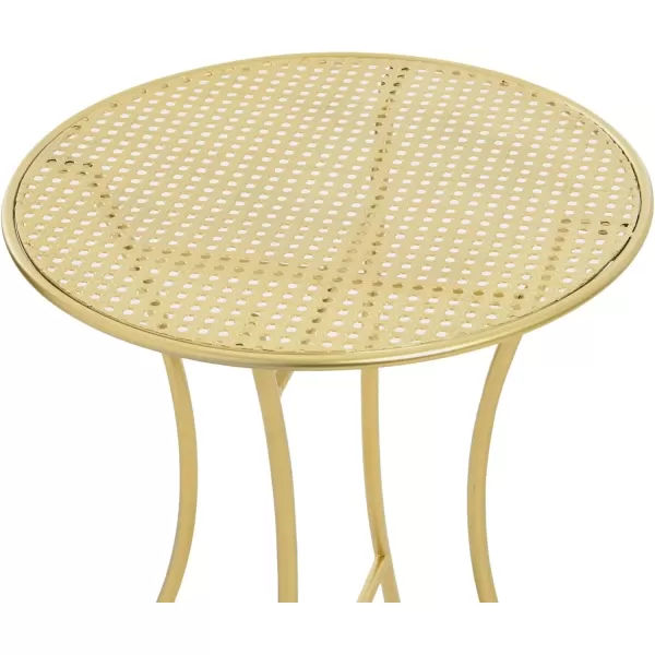 imageCreative CoOp Metal Cane Outdoor Bistro Patio Set with Table and 2 Folding Chairs White Set of 3 PiecesGold